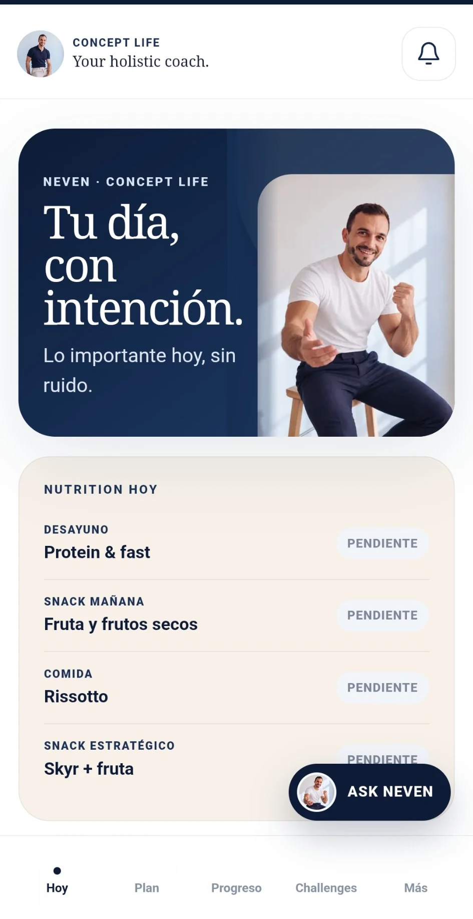 Pantalla real de Hoy: tu plan de nutrición